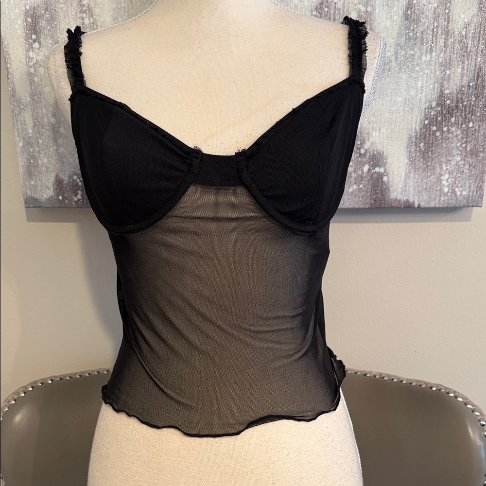 Edikted Black Sheer Camisole Top Size Medium